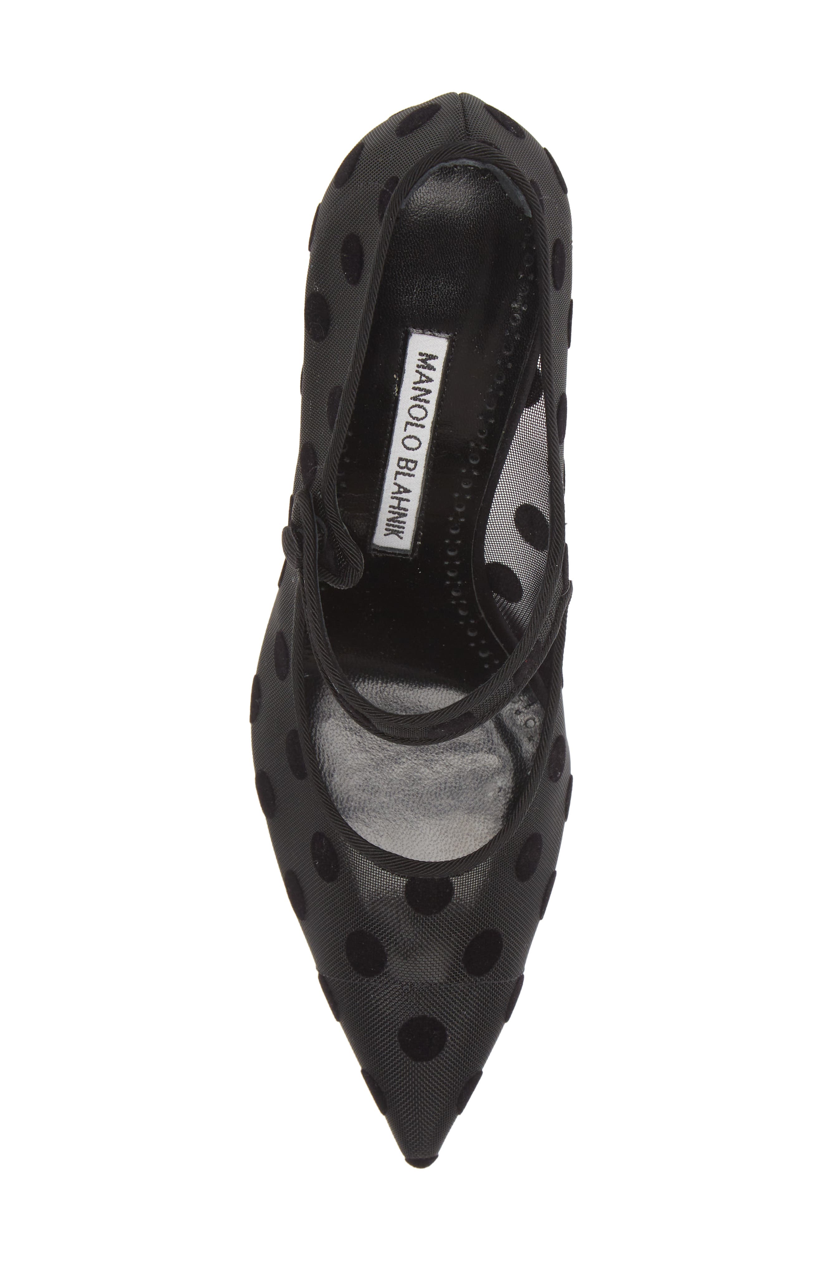 Manolo Blahnik Campari Polka Dot Mesh Pump, Alternate, color, 