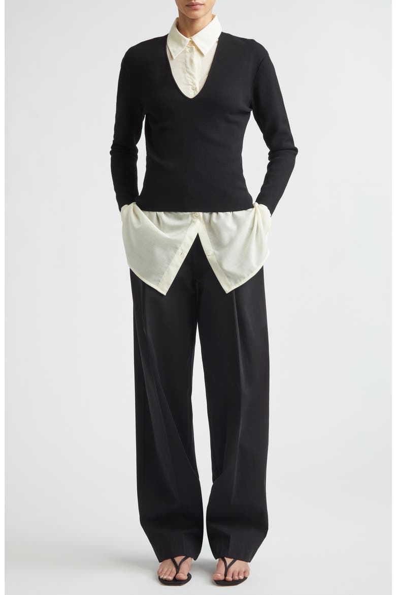 Compact Knit V-Neck Sweater, Alternate, color, BLACK