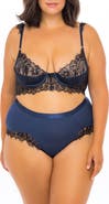Oh La La Cheri Eyelash Lace Underwire Bra & High Waist Panties Set