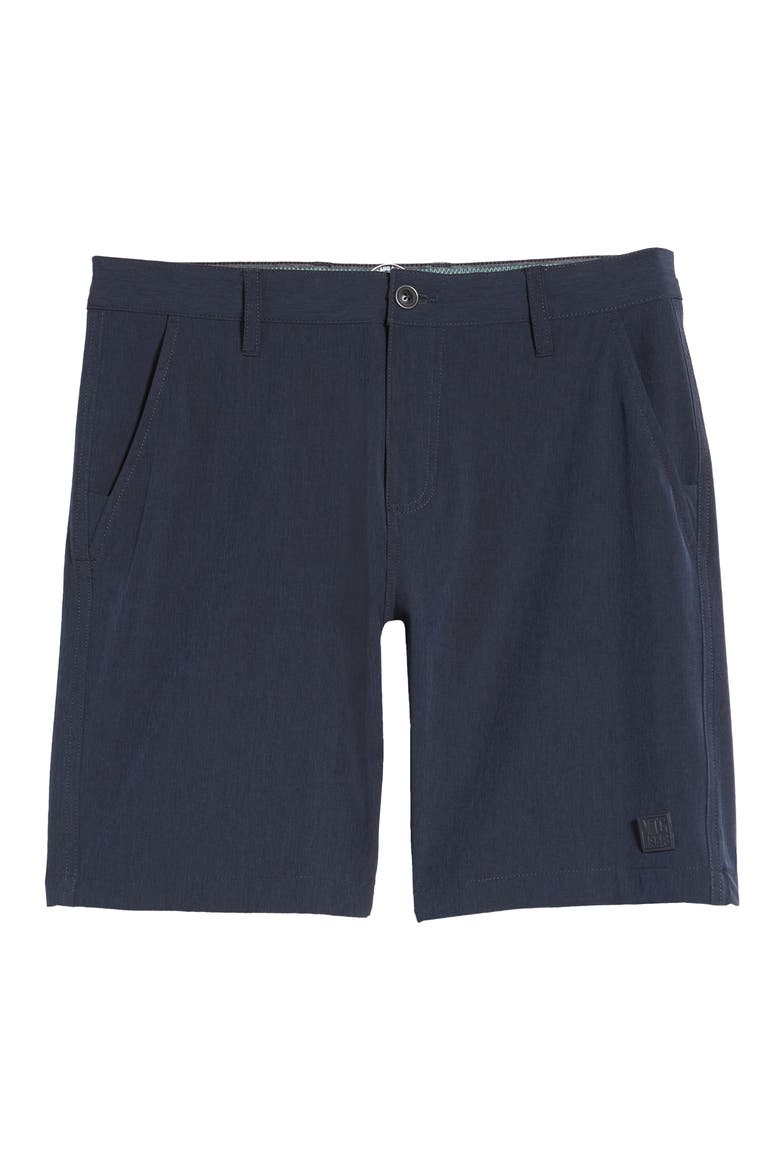 Micro Graph Hybrid Flat Front Shorts, Alternate, color, NAVY