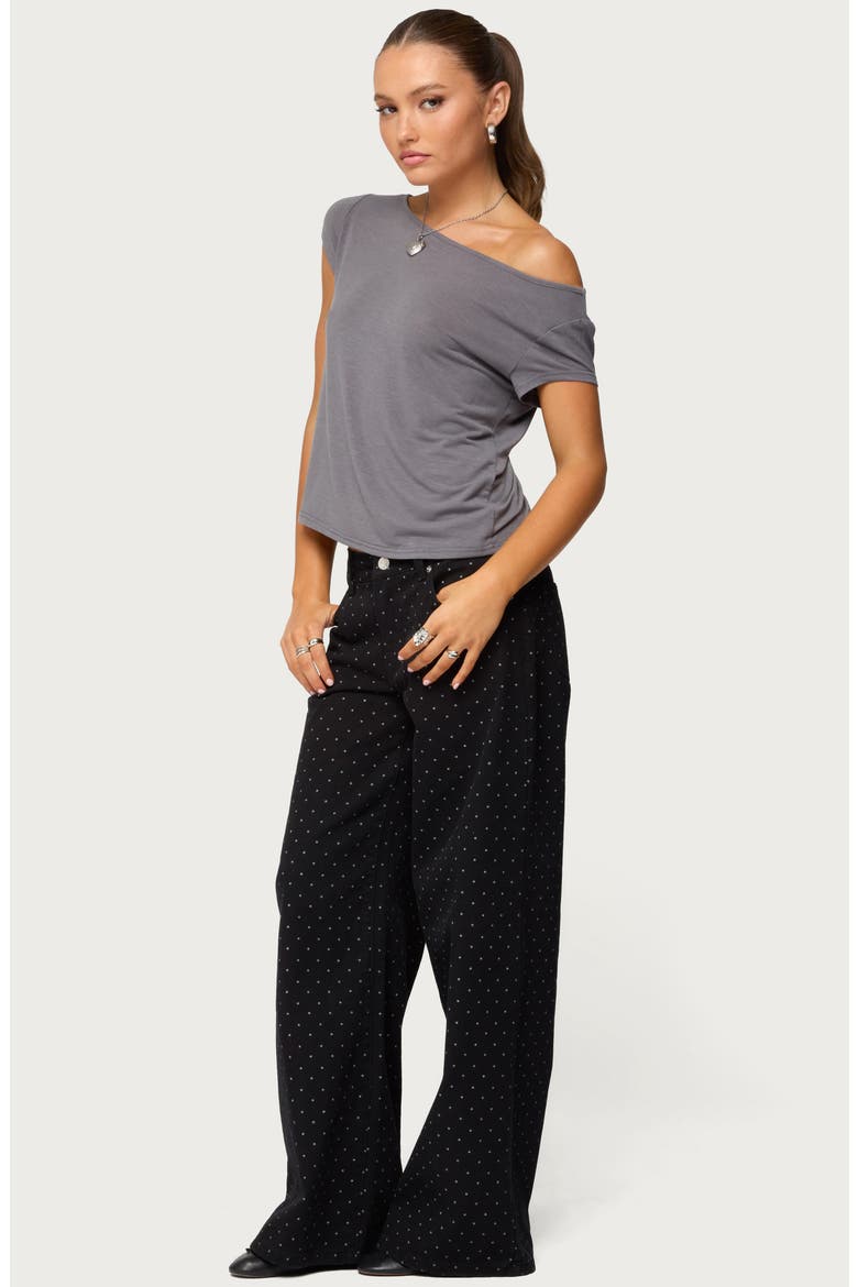Anabella Off the Shoulder T-Shirt, Alternate, color, DARK-GRAY