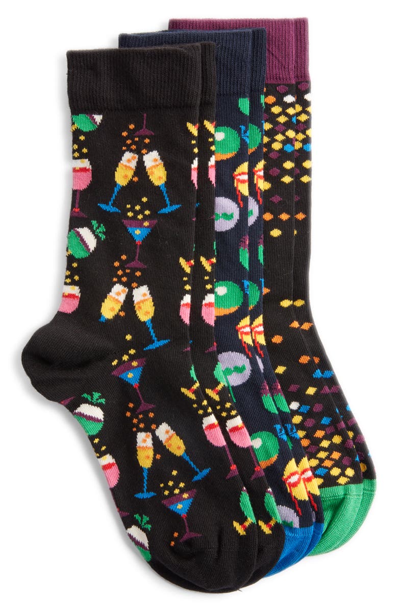Happy Socks Celebration Assorted 3-Pack Sock Gift Box, Main, color, 