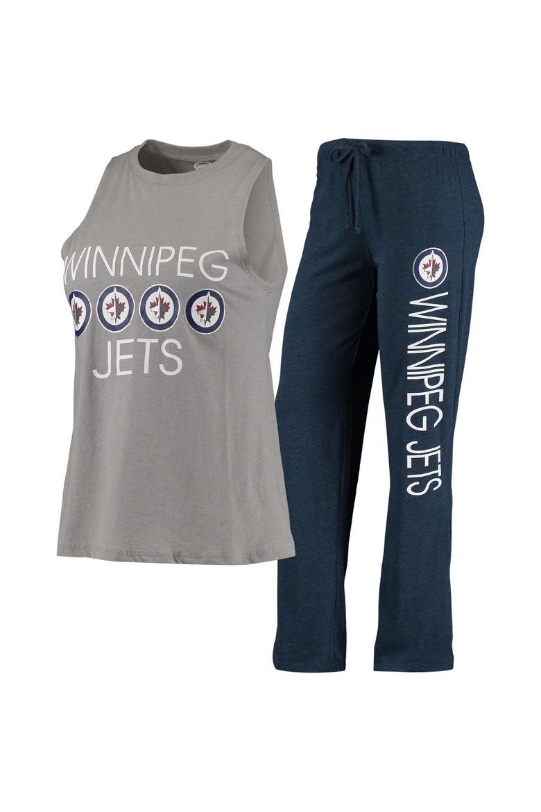 Women's Concepts Sport Gray/Navy Winnipeg Jets Meter Tank Top & Pants Sleep Set, Main, color, Gray