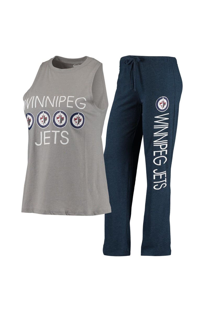 CONCEPTS SPORT Women's Concepts Sport Gray/Navy Winnipeg Jets Meter Tank Top & Pants Sleep Set, Main, color, 