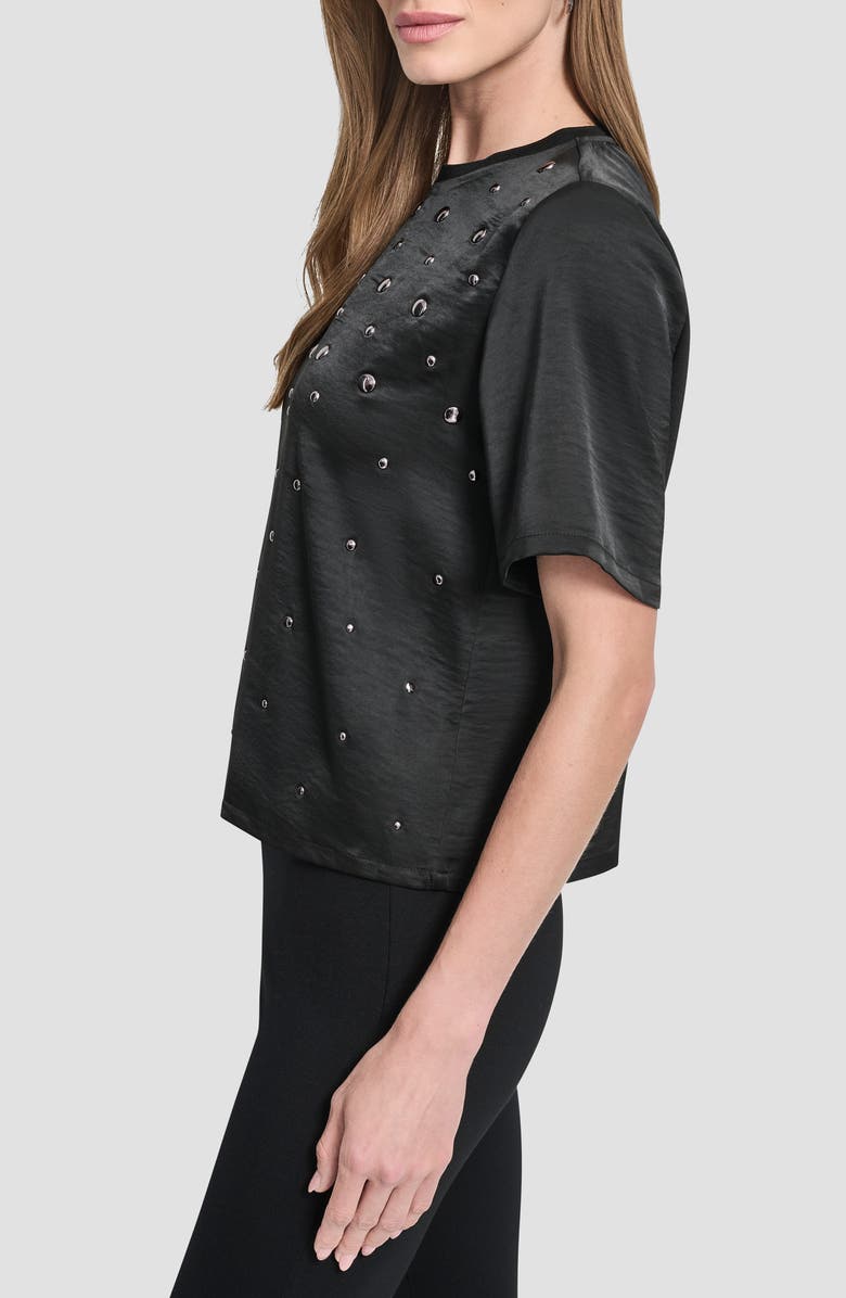 DKNY Studded Boxy Top, Alternate, color, Black