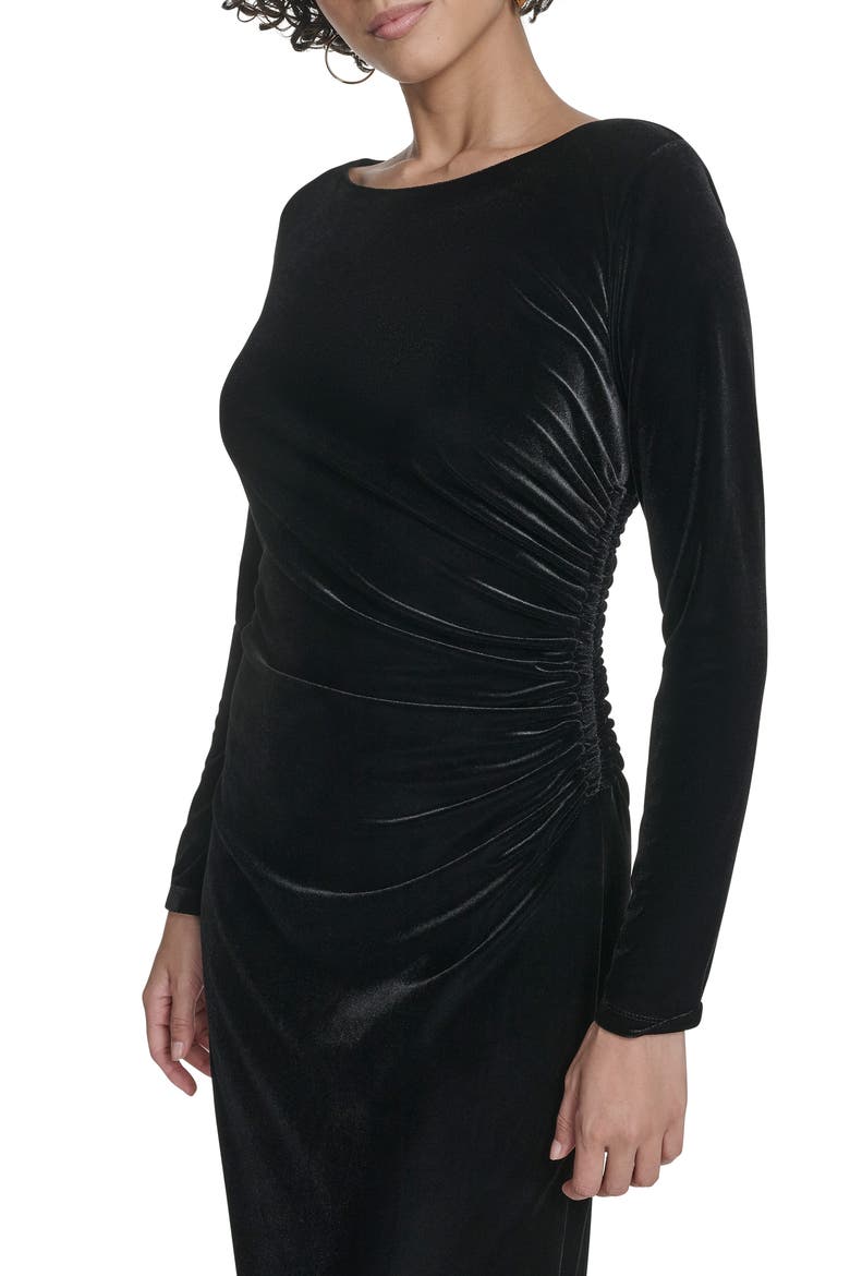 Long Sleeve Velvet Maxi Dress, Alternate, color, BLACK