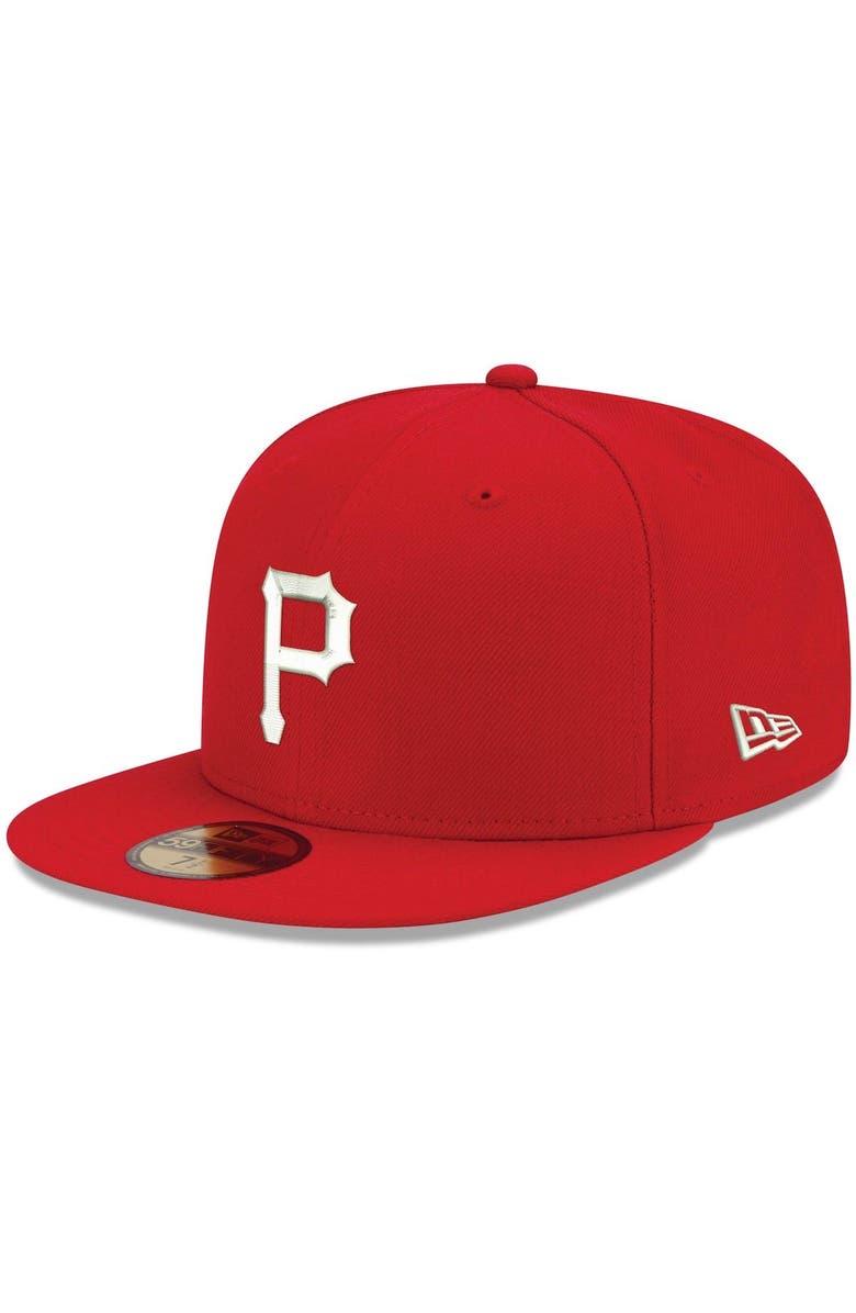 New Era Men's New Era Red Pittsburgh Pirates White Logo 59FIFTY Fitted Hat, Main, color, Red