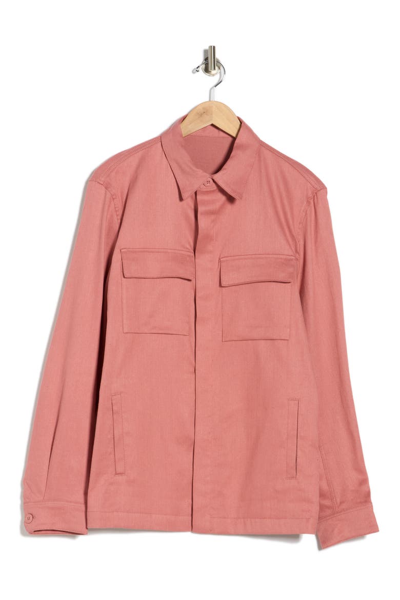 Linen & Cotton Button-Up Shirt Jacket, Alternate, color, DUSTY PINK