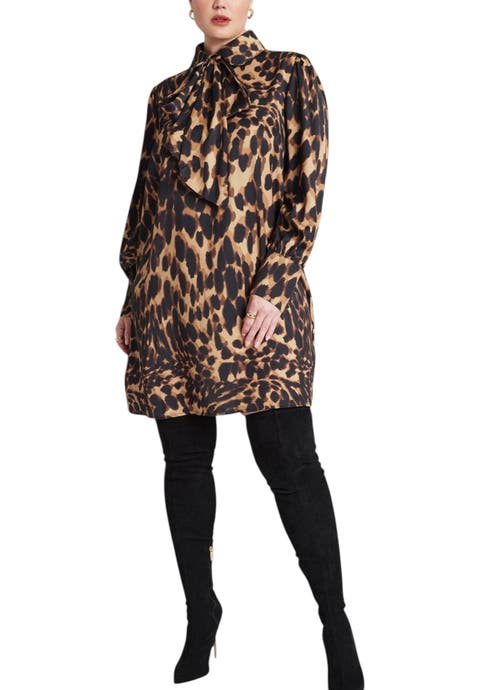Leopard Bow Tie Mini Dress