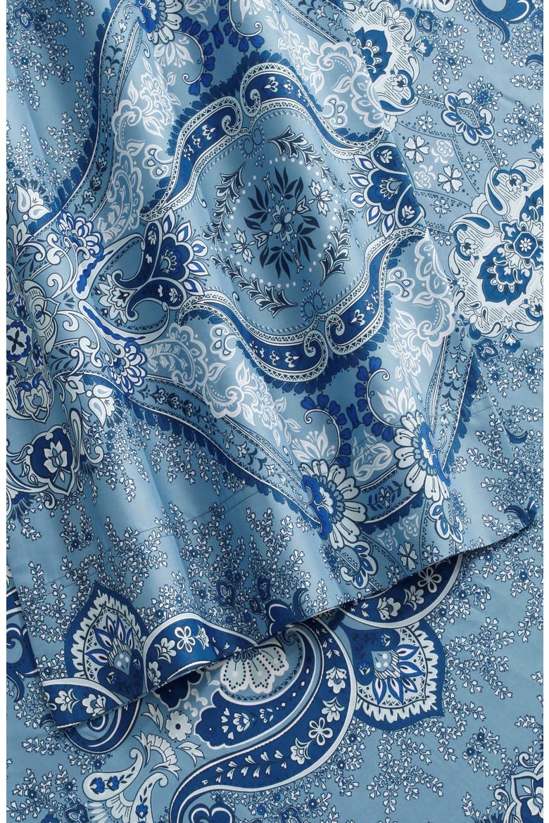 Atlantis Floral Print Cotton Sheet Set, Alternate, color, BLUE
