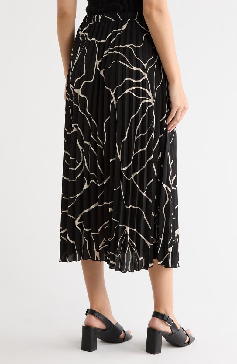NORDSTROM RACK Chiffon Pleated Midi Skirt, Alternate, color, Black- Ivory Cracked Abstract