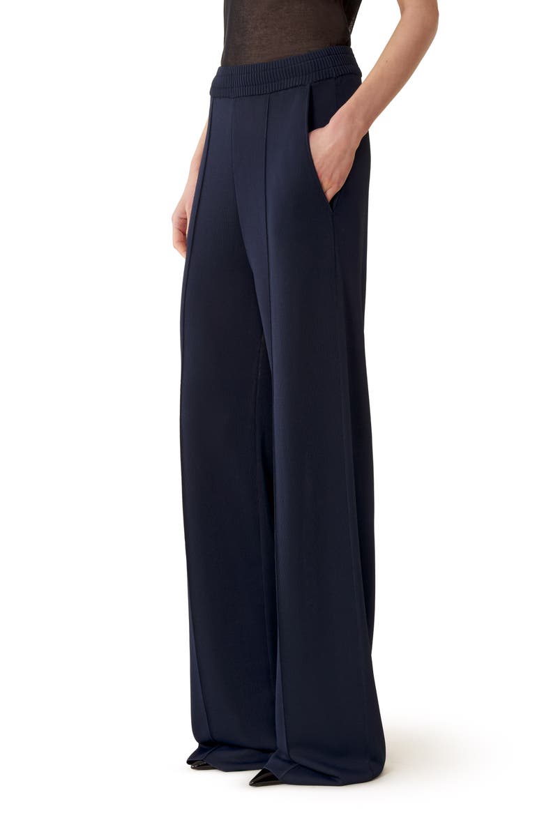 Lanvin Viscose Wide-Leg Pants, Alternate, color, Navy Blue