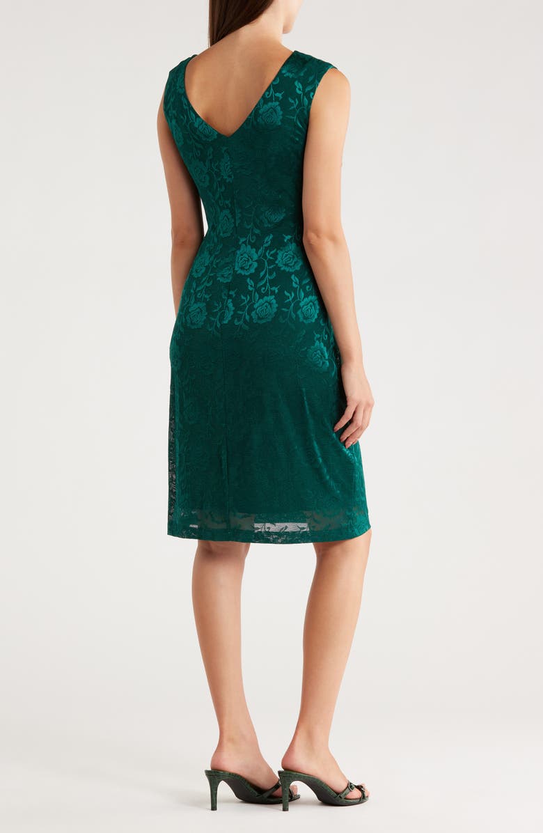 Connected Apparel Cutout Floral Jacquard Dress, Alternate, color, Hunter