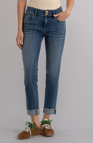 KUT from the Kloth Amy Frayed Mid Rise Crop Slim Straight Leg Jeans