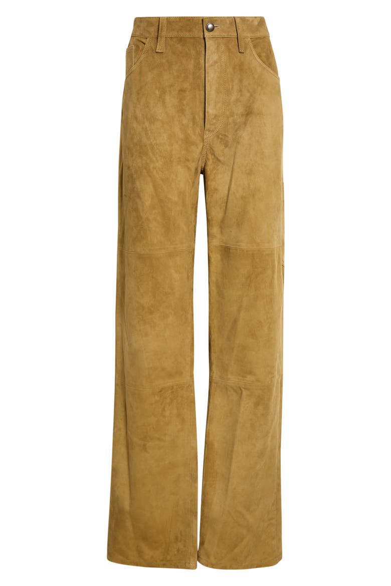 Mills High Waist Suede Pants, Alternate, color, BREEN