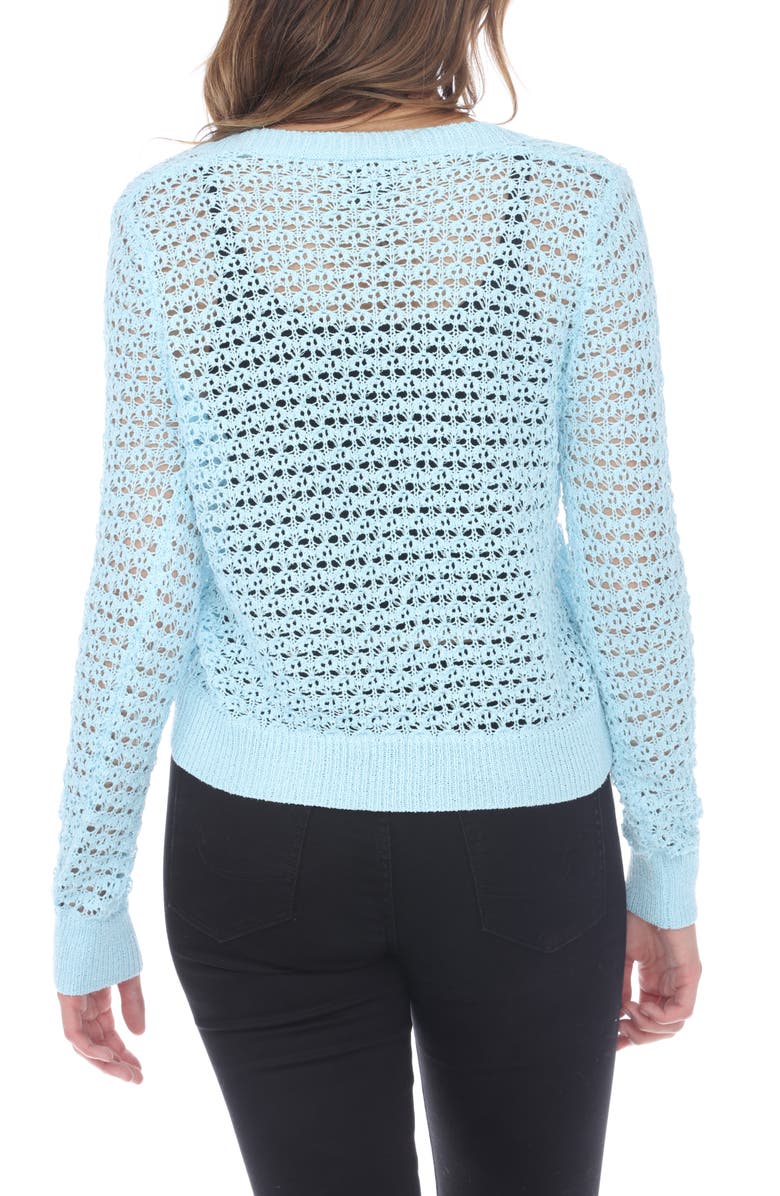 RAIN AND ROSE Pointelle Open Stitch Cardigan, Alternate, color, Powder Blue