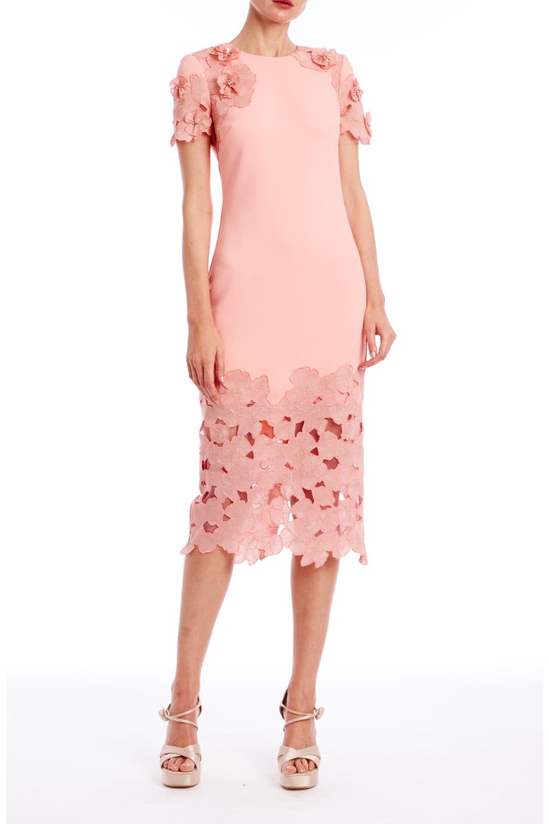 Floral Embellished Cocktail Dress, Main, color, CORAL