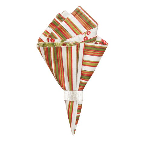 Mistletoe Cream Cotton Reversible Napkin Set of 6