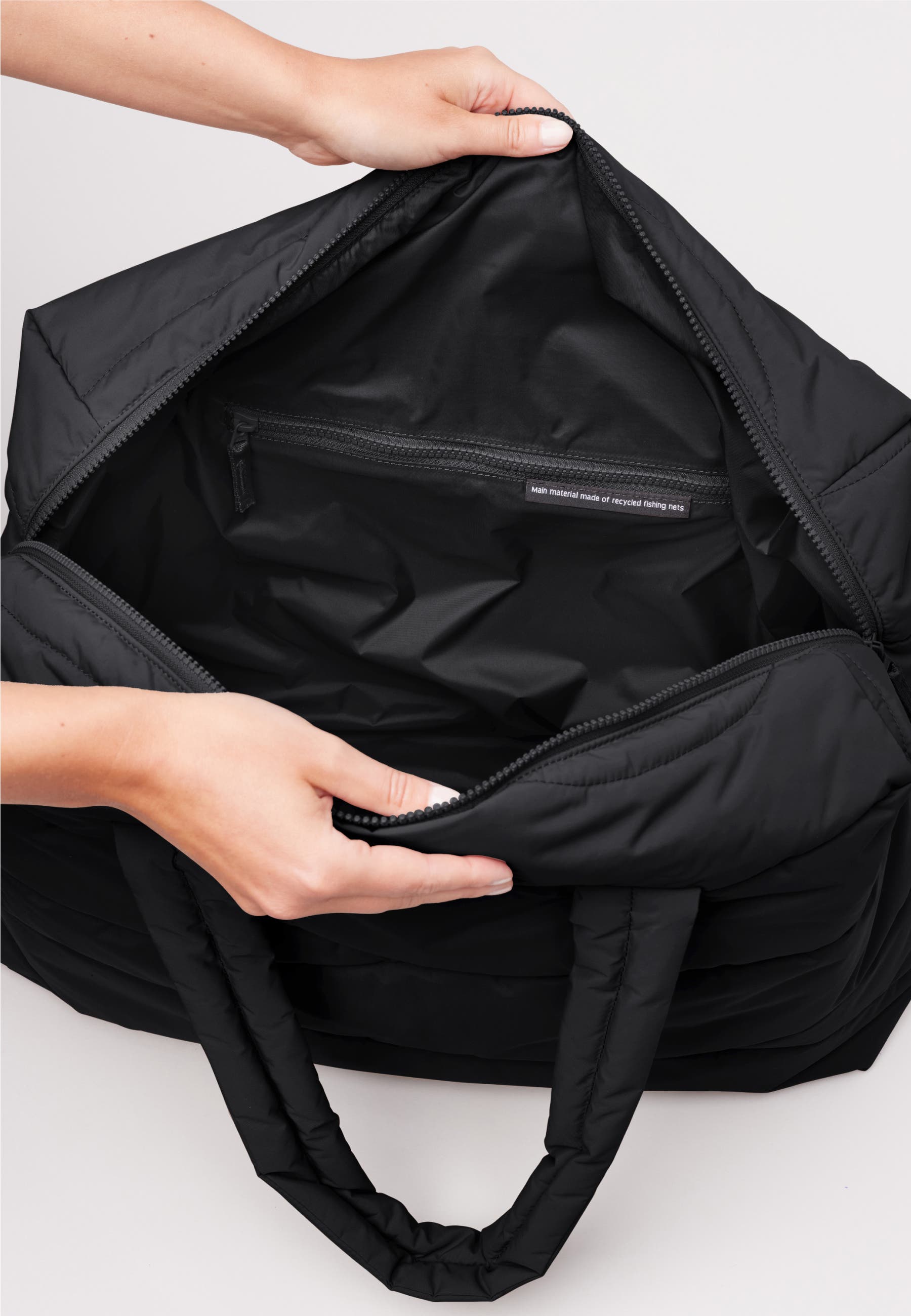 GOT BAG Wavy Puffer Recycled Nylon Everyday Laptop Bag, Alternate, color, Black