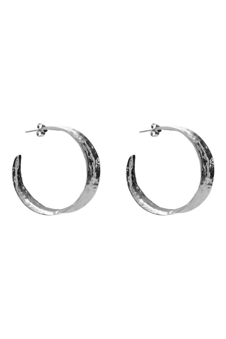 Hammered Hoop Earrings, Main, color, SILVER