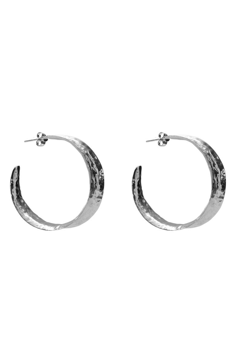 ARGENTO VIVO Hammered Hoop Earrings, Main, color, Silver