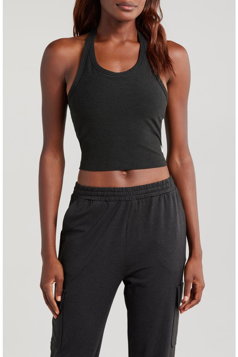 Elevation Racerback Crop Tank, Main, color, BLACK HEATHER