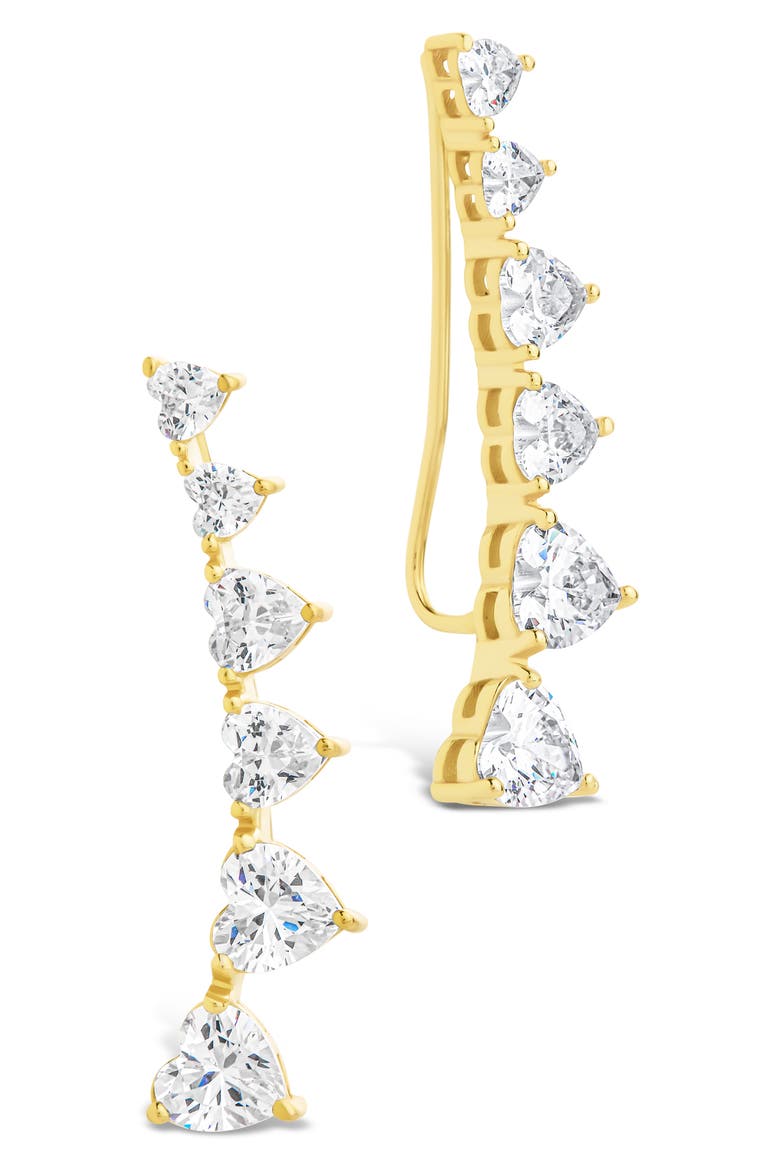 Jillian Cubic Zirconia Heart Threader Earrings, Main, color, GOLD