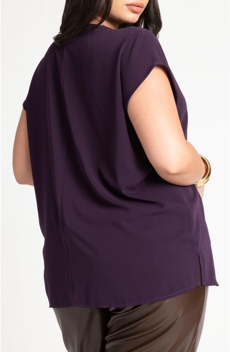 ELOQUII Notch Collar Blouse, Alternate, color, Plum Purple