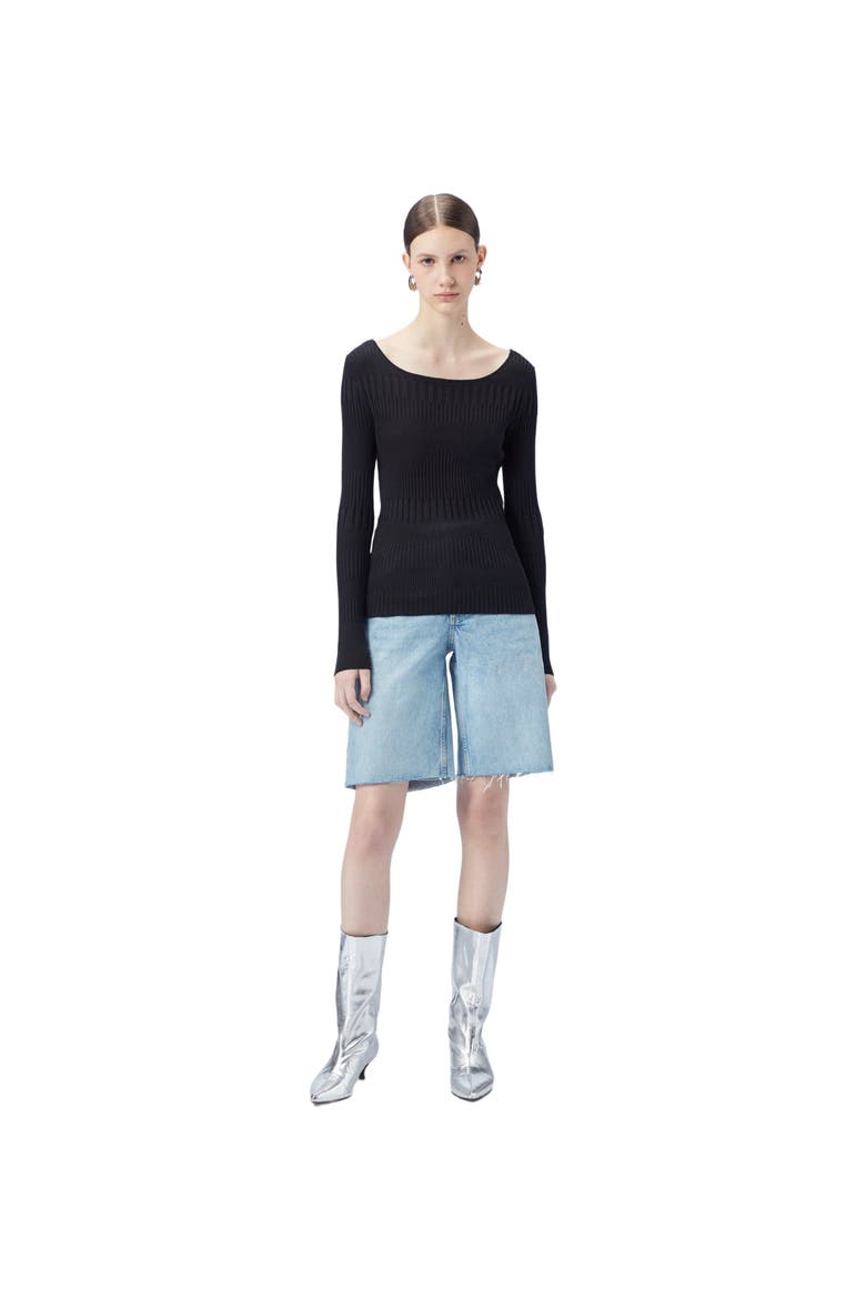 Ribbed Cotton Silk Cashmere Blend Sweater, Alternate, color, black