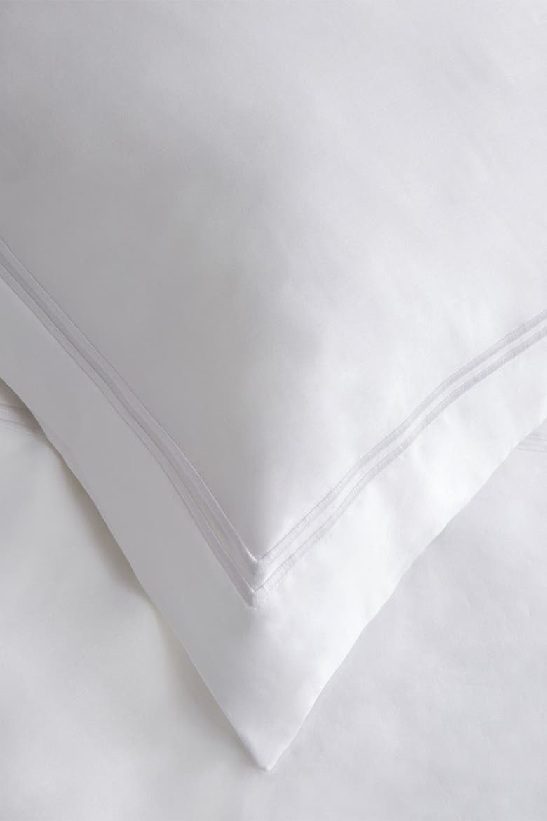 Dual Stripe Embroidered 600 Thread Count Cotton Duvet Set, Alternate, color, WHITE/WHITE