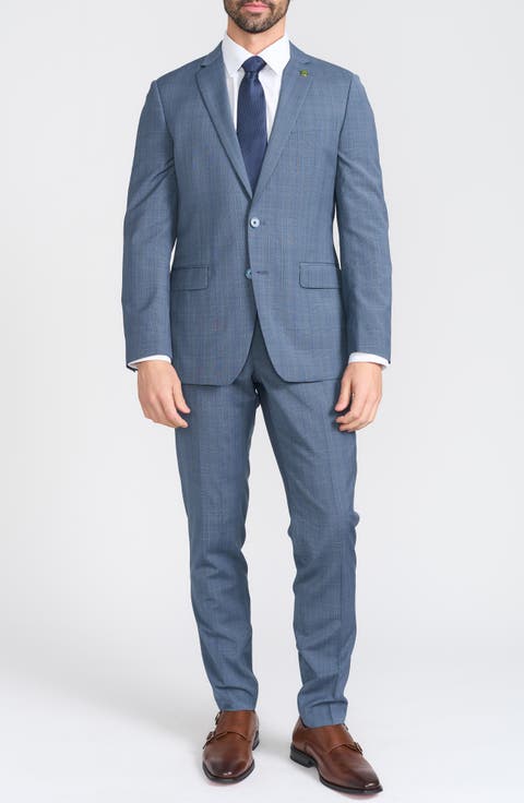 Blue Glen Plaid Wool Blend Suit