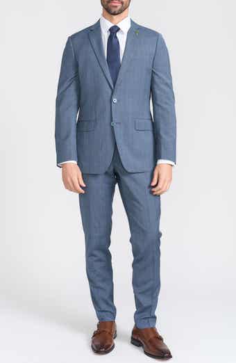CRICKETEER Blue Glen Plaid Wool Blend Suit