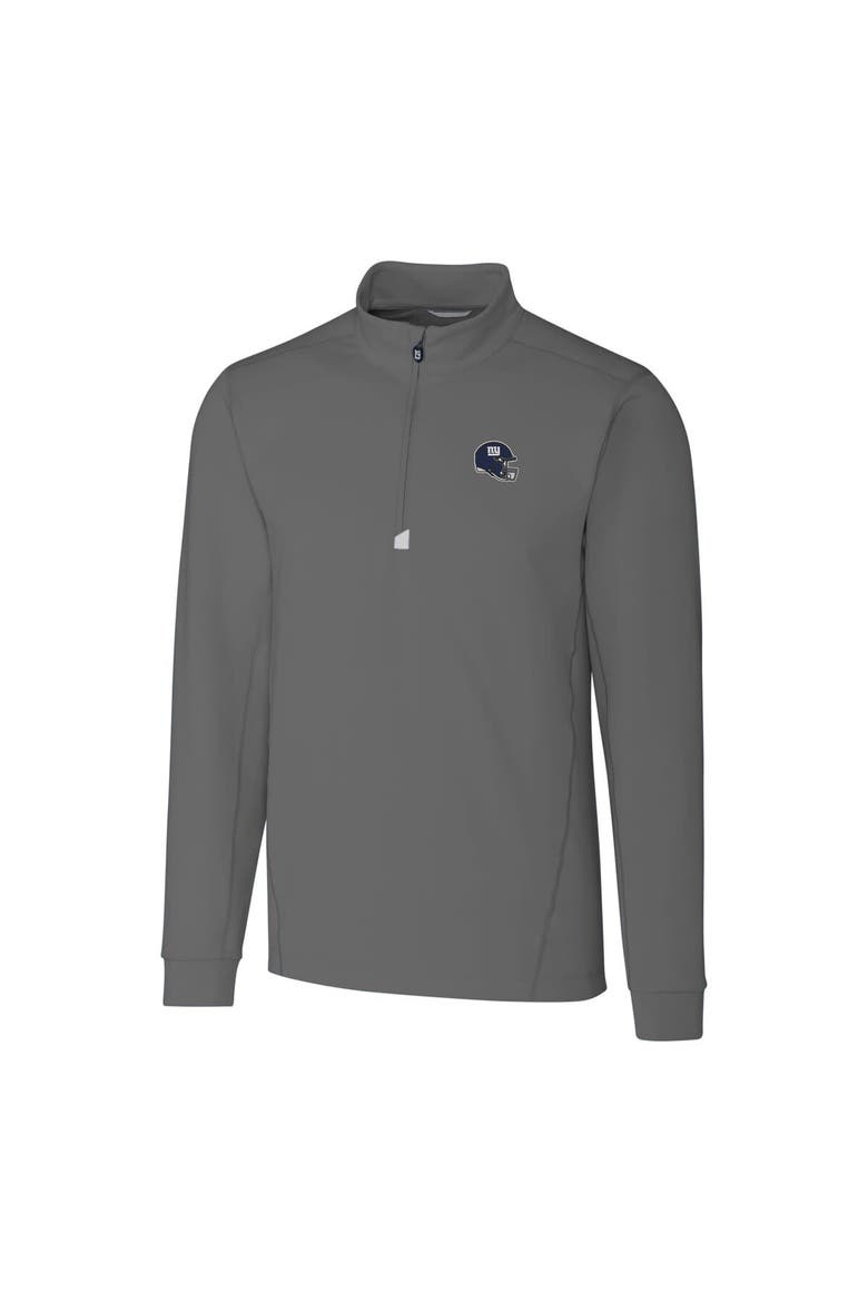 Men's Cutter & Buck  Gray New York Giants Helmet Traverse Stretch Quarter-Zip Pullover Top, Alternate, color, Gray