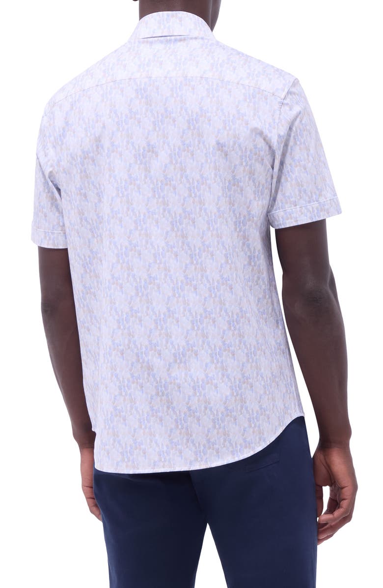 Bugatchi Miles OoohCotton<sup>®</sup> Pineapple Print Short Sleeve Button-Up Shirt, Alternate, color, Sky