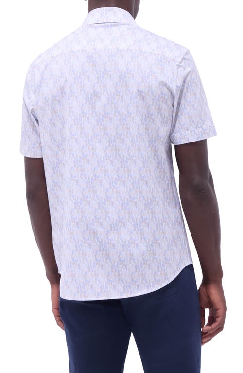 Bugatchi Miles Ooohcotton® Pineapple Print Short Sleeve Button-up Shirt In Sky