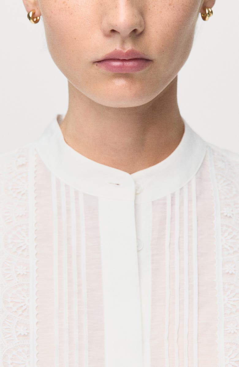 MANGO Stitch Detail Shirt, Alternate, color, Ecru