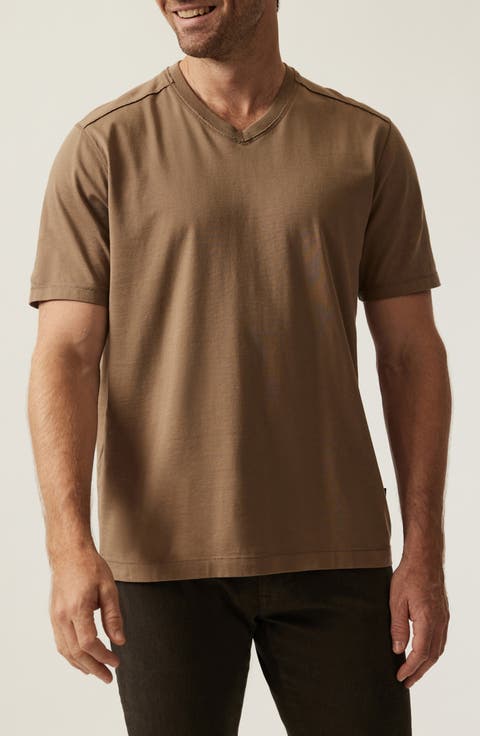 Deconstructed V-Neck Pima Cotton T-Shirt