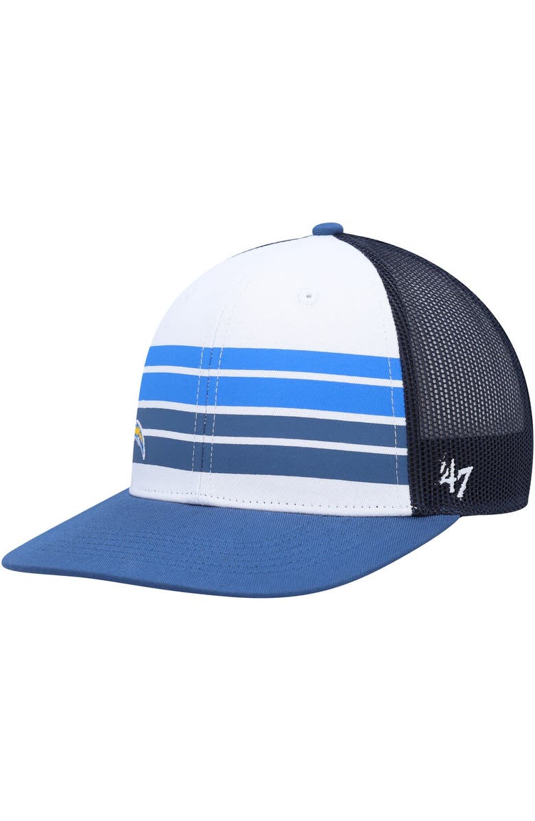 '47 Youth '47 White/Blue Los Angeles Chargers Cove Trucker Snapback Hat, Alternate, color, 