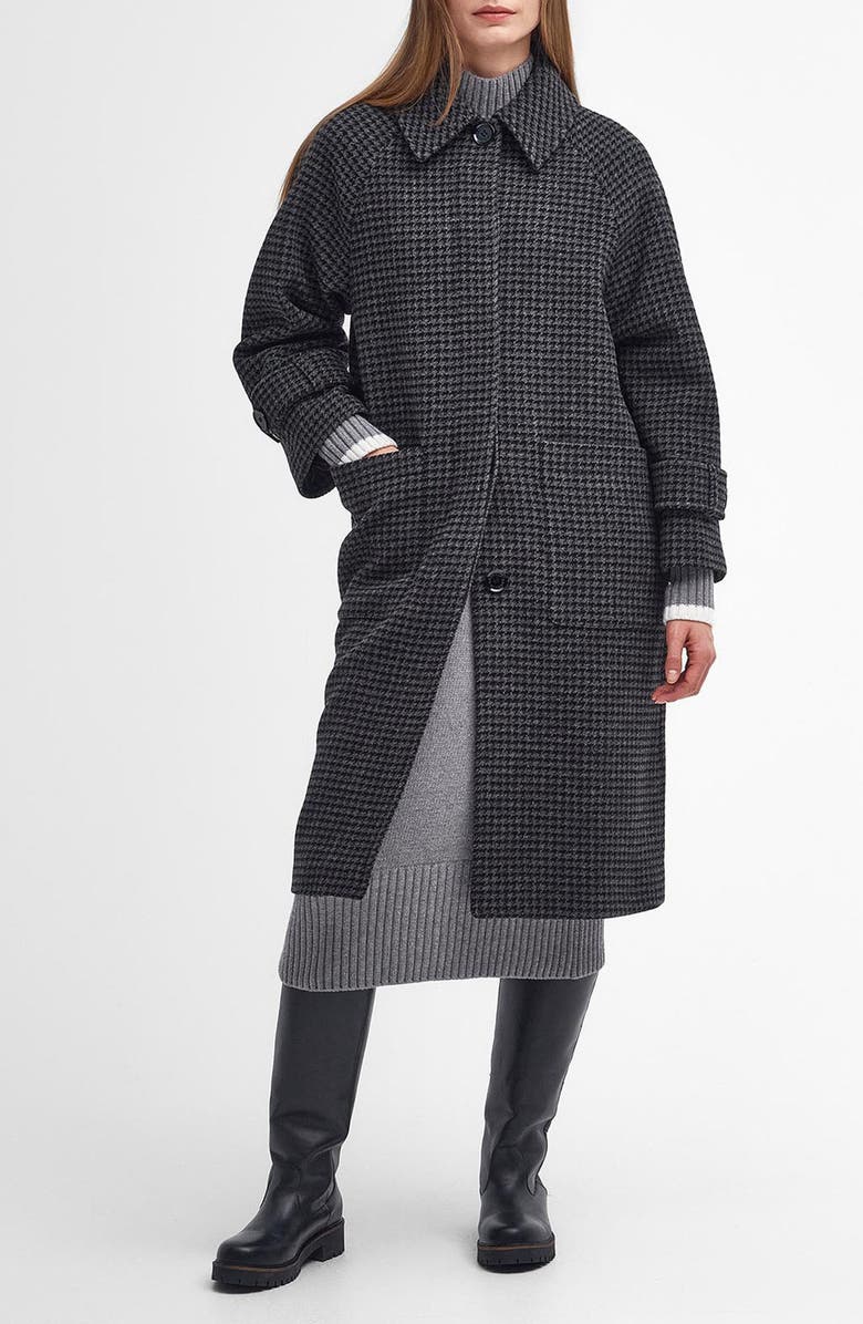 Barbour Veronica Houndstooth Check Wool Coat, Main, color, Charcoal Dogtooth