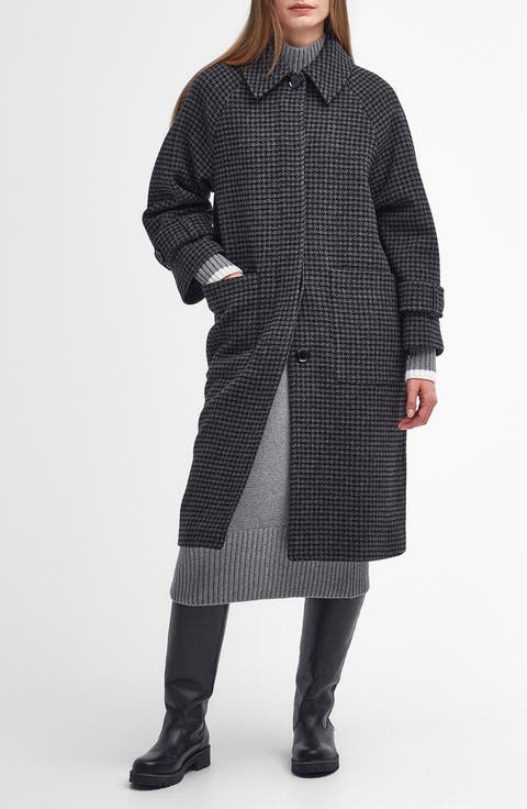 Veronica Houndstooth Check Wool Coat