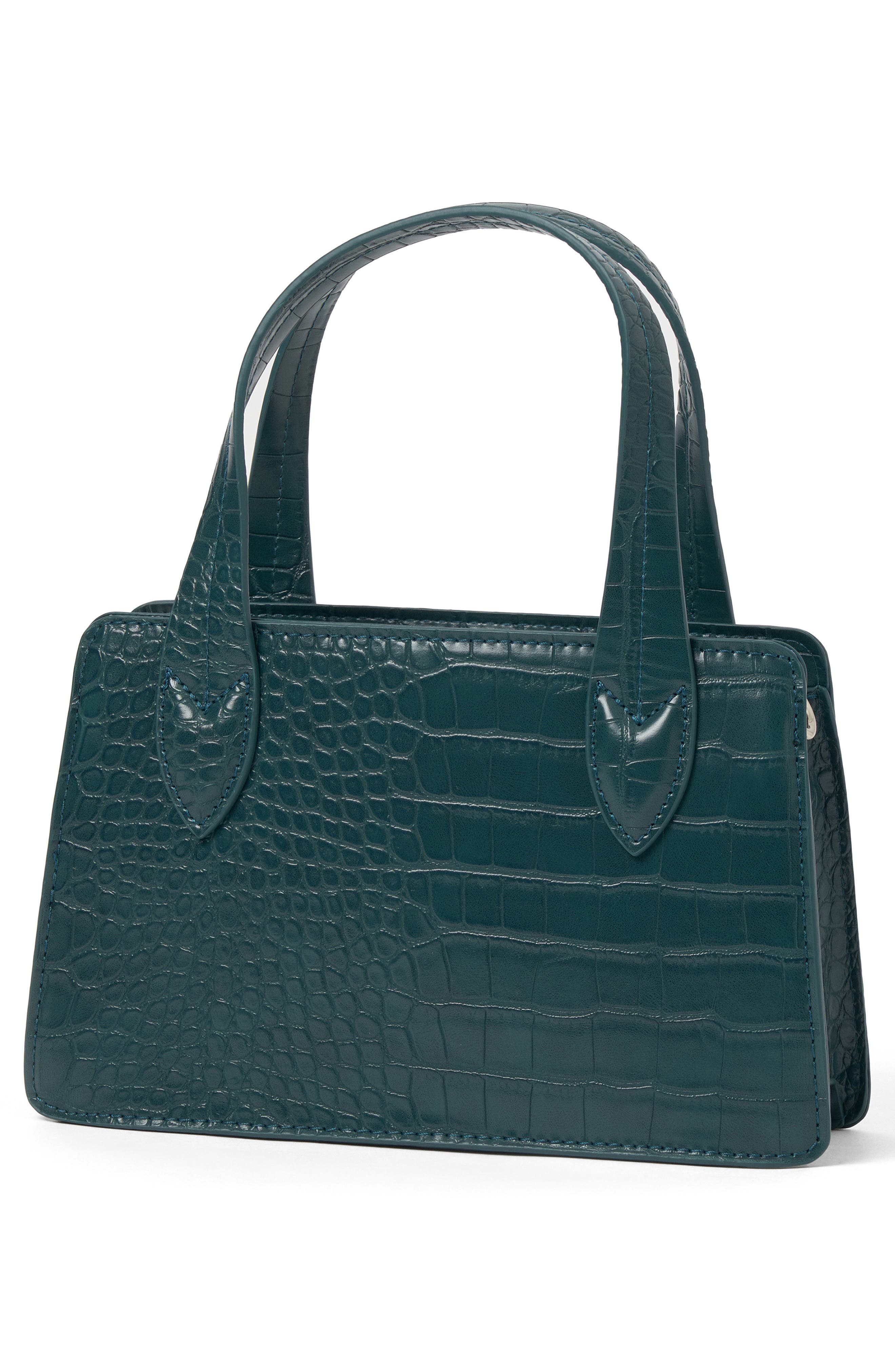 August Croc Embossed Vegan Leather Crossbody Bag, Alternate, color, GREEN