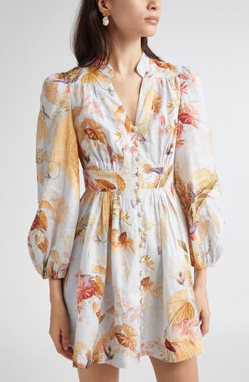 【Zimmermann】Ascension floral linen minidress Ascension floral linen minidress in blue - Zimmermann