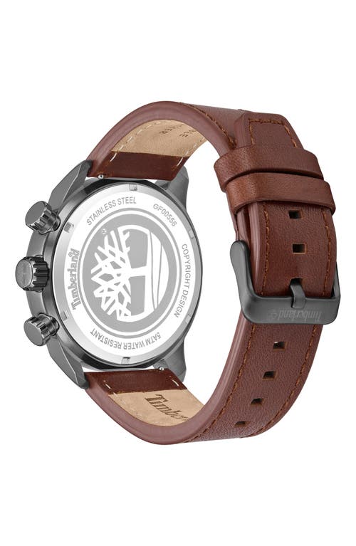 Timberland Henniker Ii Multifunction Chronogrpah Leather Strap Watch, 46mm In Dark Brown