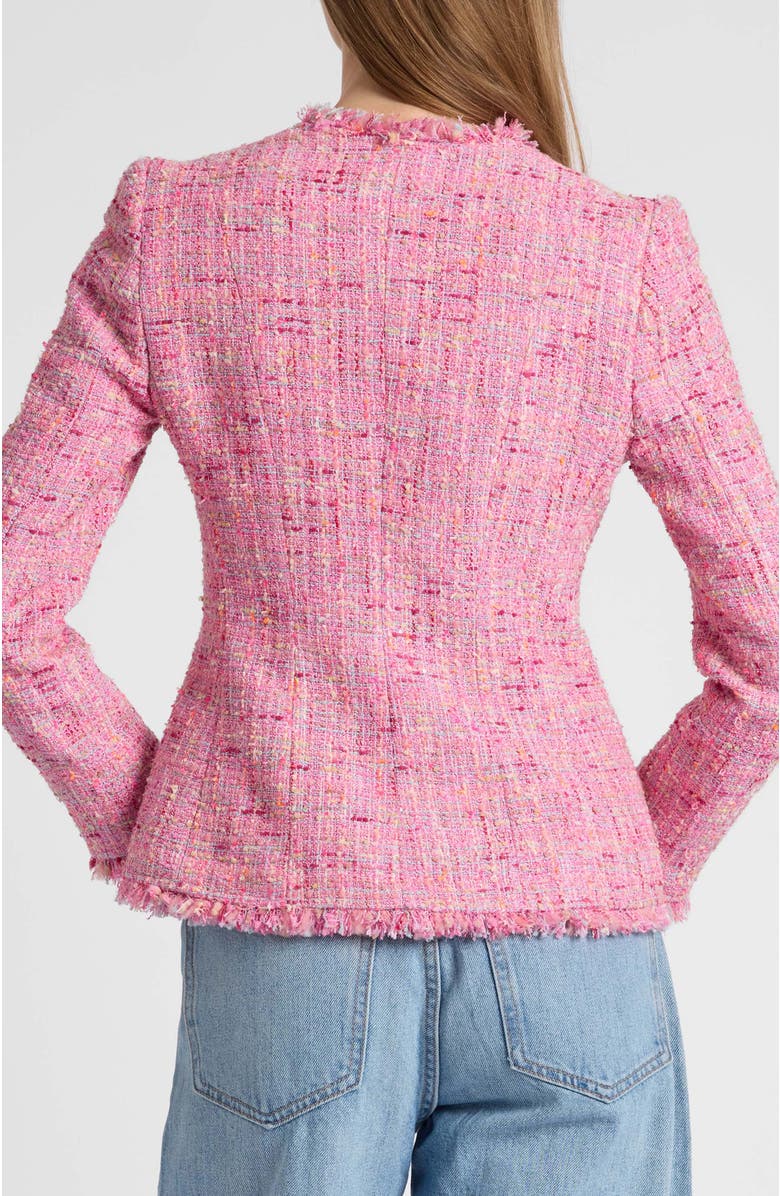 Santorelli Cynthia Jacket in Luxury Cotton Blend Tweed, Alternate, color, Candy Pink