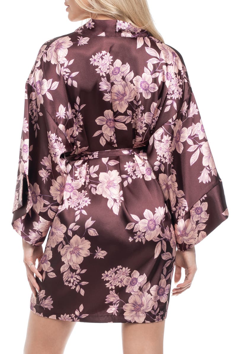 In Bloom by Jonquil Satin Robe, Alternate, color, Chocolate