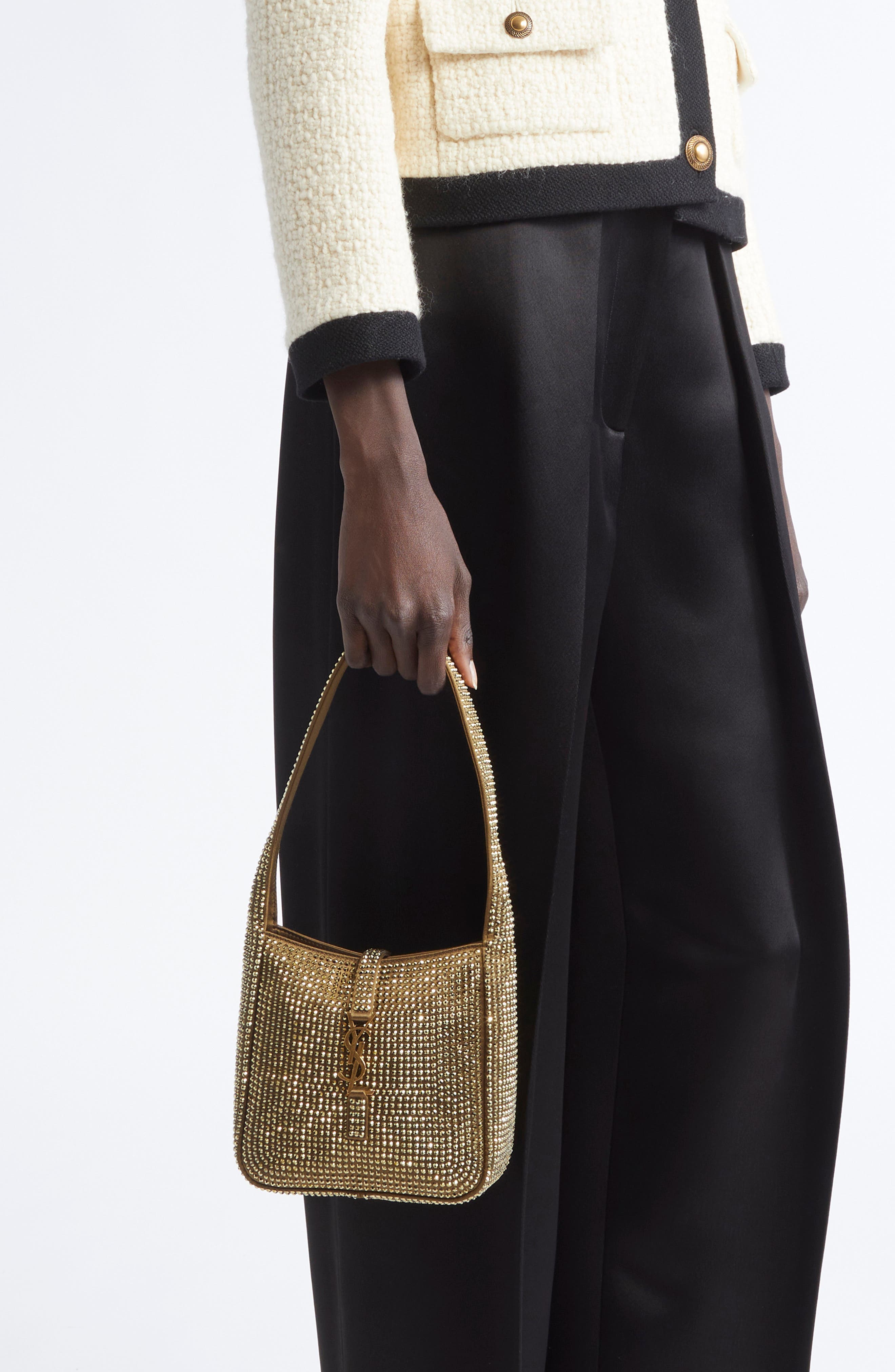 Saint Laurent Mini Le 5 À 7 Crystal Embellished Shoulder Bag, Alternate, color, Astres