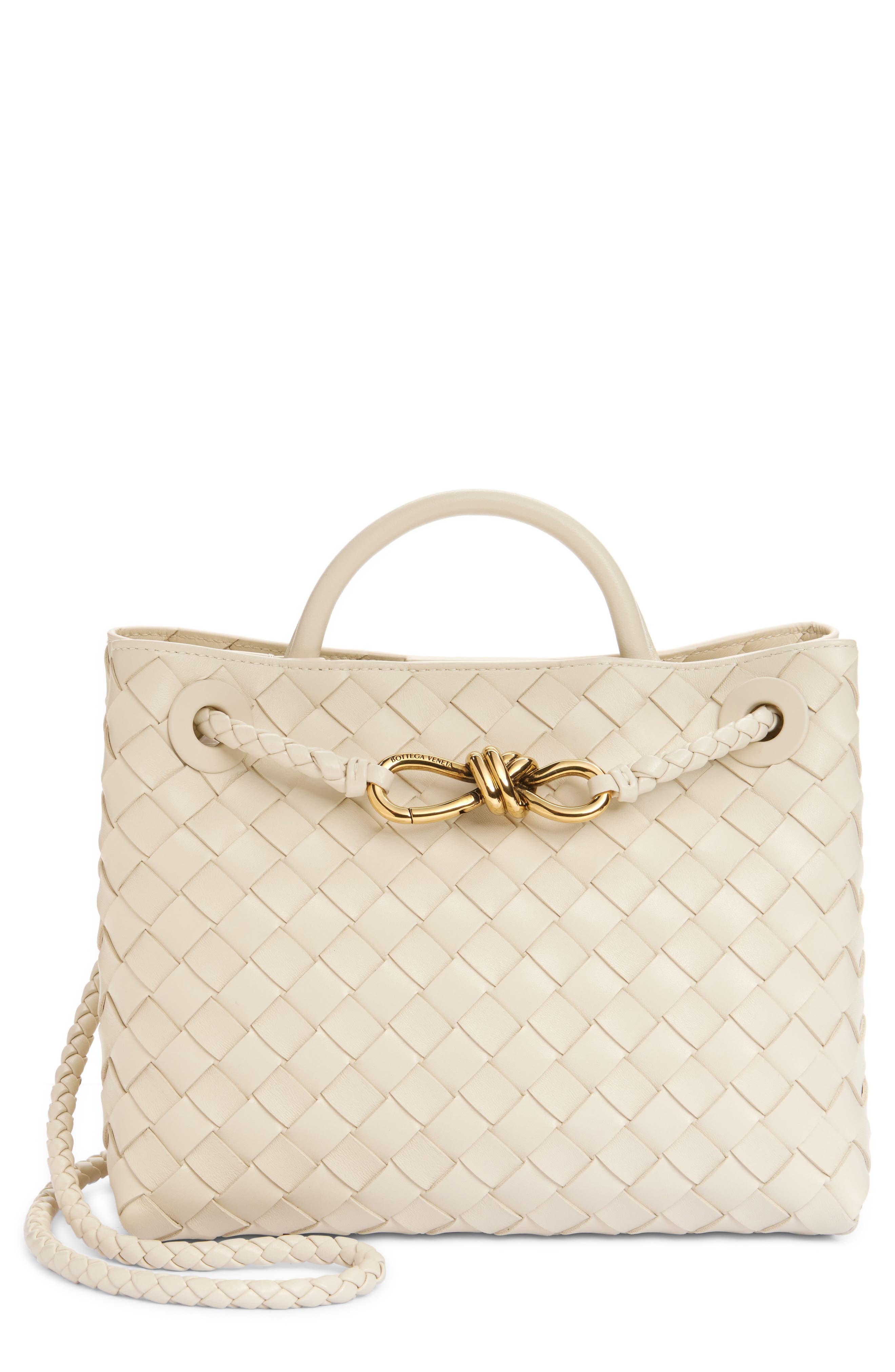 Bottega Veneta Small Andiamo Intrecciato Shoulder Bag, Main, color, 9211 Sea Salt-M B-Sea Sa