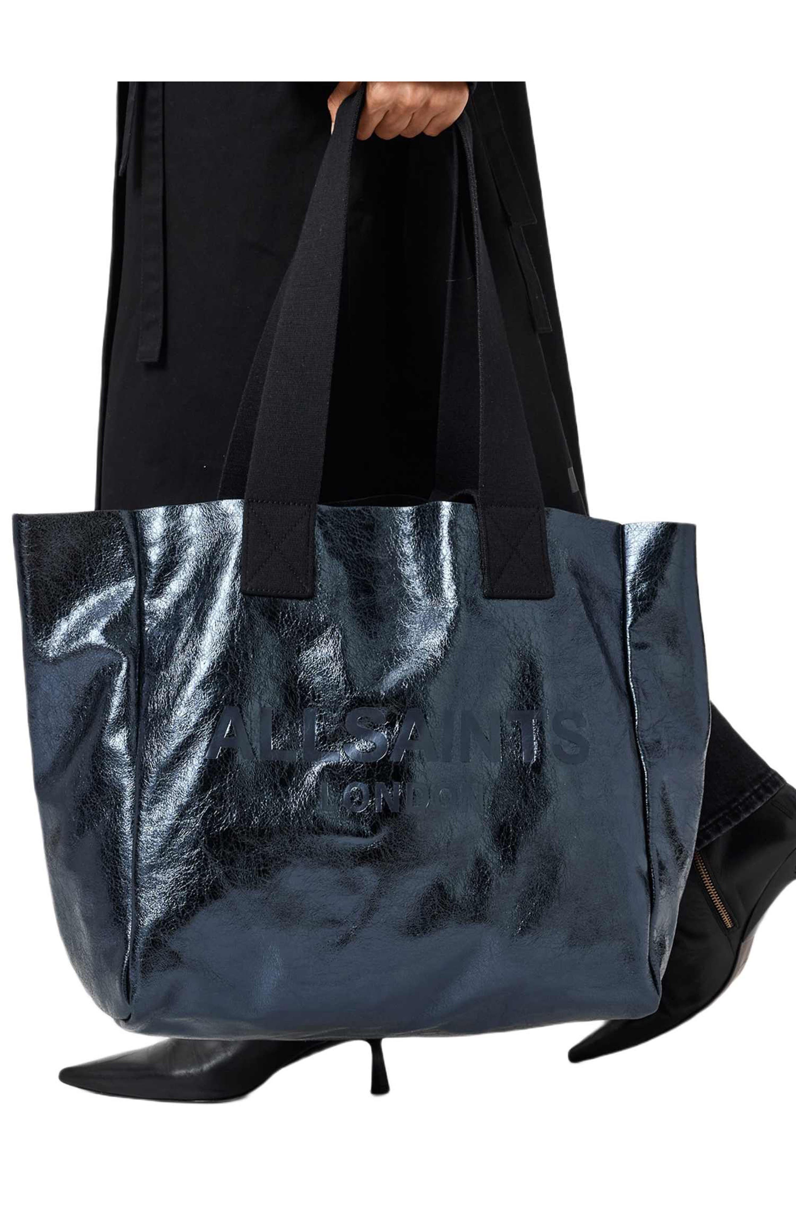 AllSaints Izzy Leather Tote, Alternate, color, Ink Blue