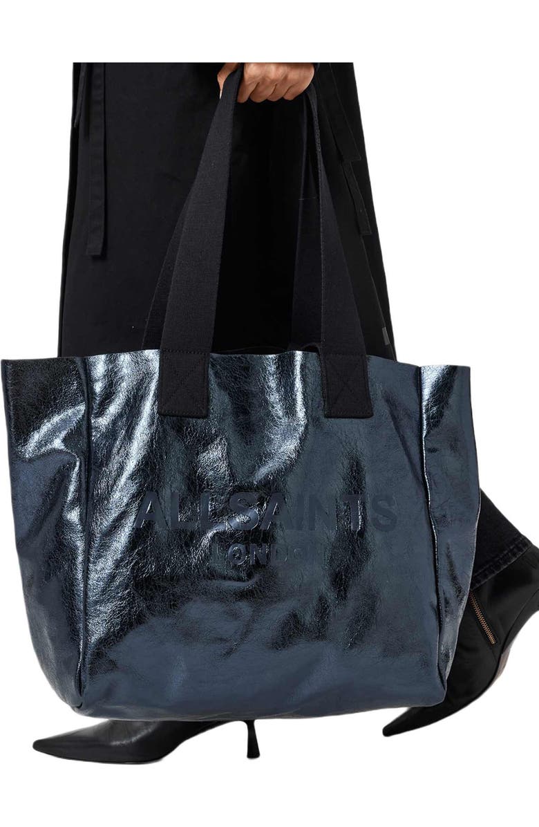 AllSaints Izzy Leather Tote, Alternate, color, Ink Blue