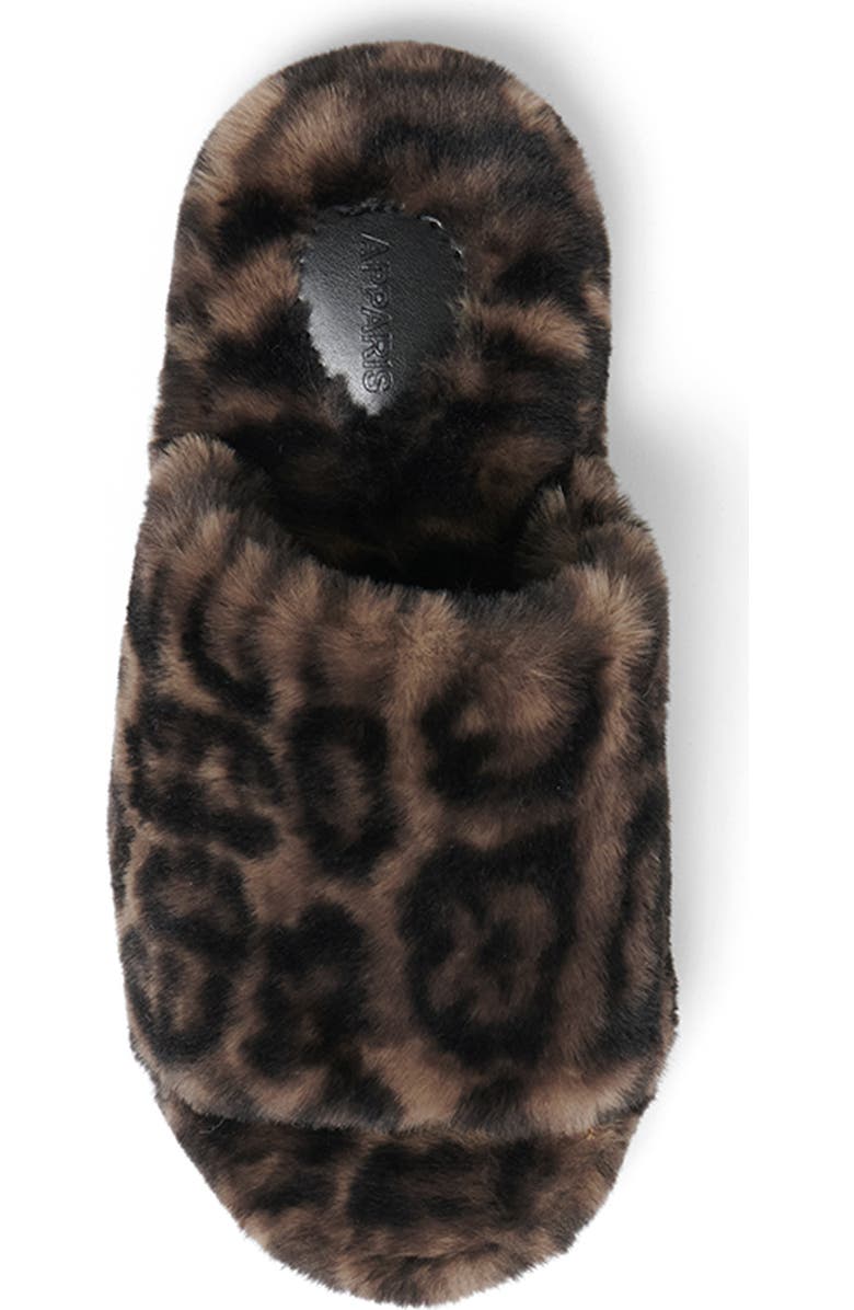 Apparis Dillon Faux Fur Slipper, Alternate, color, Dark Leopard